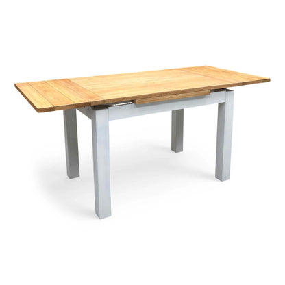 'Lewis' Solid Oak 120cm Large Draw Leaf Extending Dining Table with Anthracite Charcoal Grey Fabric Dining Chairs- Set of 4