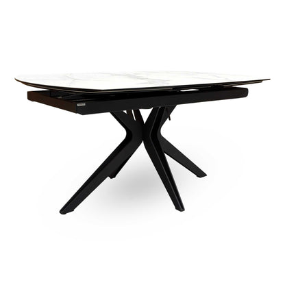 ‘Jose’ Matt Marble Ceramic Top 160cm Swivel Extending Dining Table
