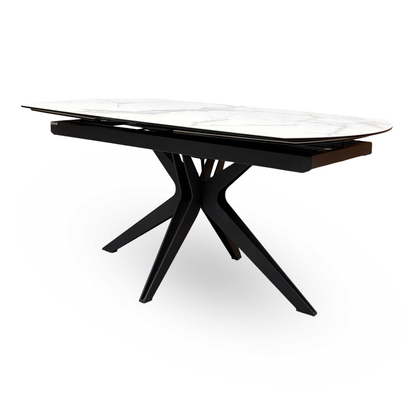 ‘Jose’ Matt Marble Ceramic Top 160cm Swivel Extending Dining Table