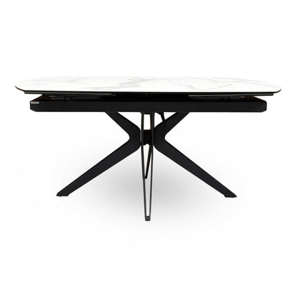‘Jose’ Matt Marble Ceramic Top 160cm Swivel Extending Dining Table