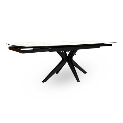 ‘Jose’ Matt Marble Ceramic Top 160cm Swivel Extending Dining Table