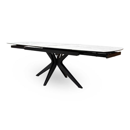 ‘Jose’ Matt Marble Ceramic Top 160cm Swivel Extending Dining Table