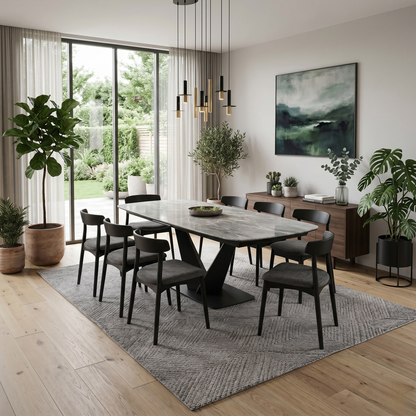 'Cupra' Grey Ceramic Top 180cm Large Pop Up Extending Dining Table