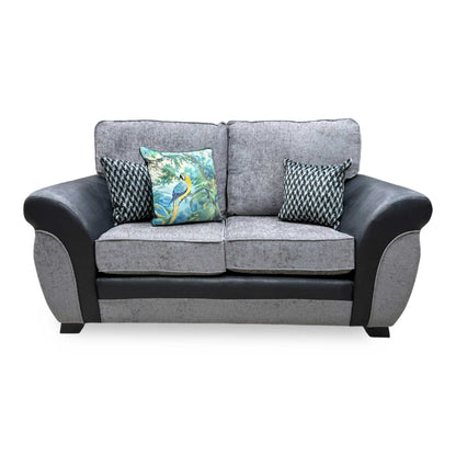 'Narva' Grey Fabric and Faux Leather Combination 2 Seater Sofa