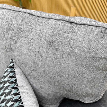 'Narva' Grey Fabric and Faux Leather Combination 2 Seater Sofa