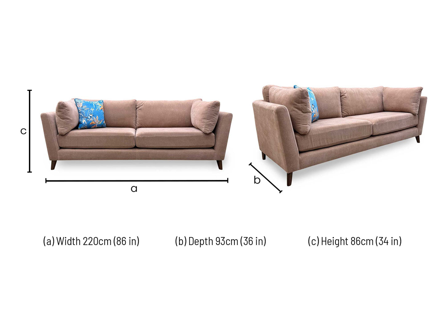 'Moda' Rust Fabric 4 Seater Sofa