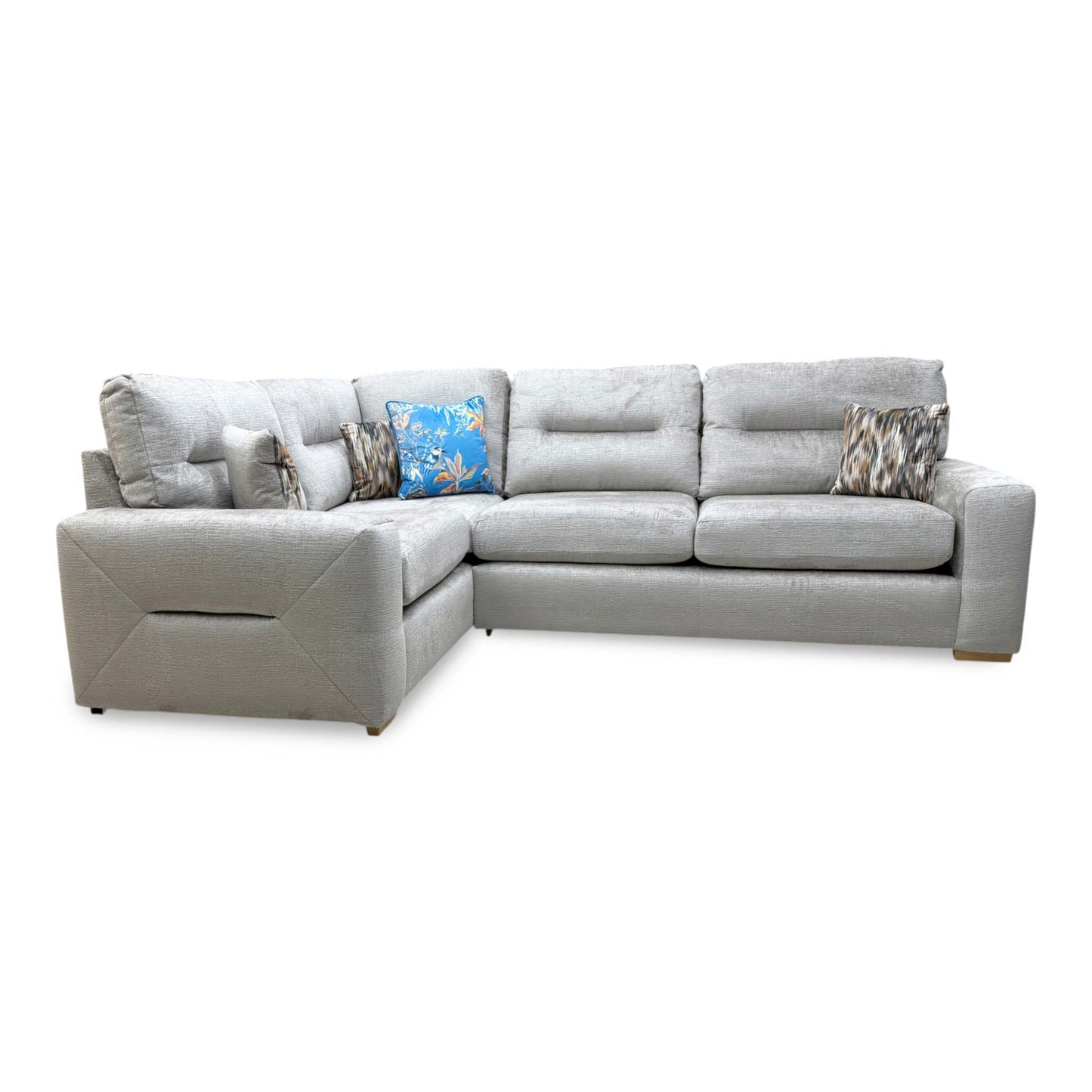 'Melrose' Crush Mink Fabric Left Hand Double Arm Corner Group Sofa