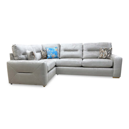 'Melrose' Crush Mink Fabric Left Hand Double Arm Corner Group Sofa