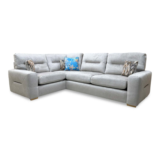 'Melrose' Crush Mink Fabric Left Hand Double Arm Corner Group Sofa