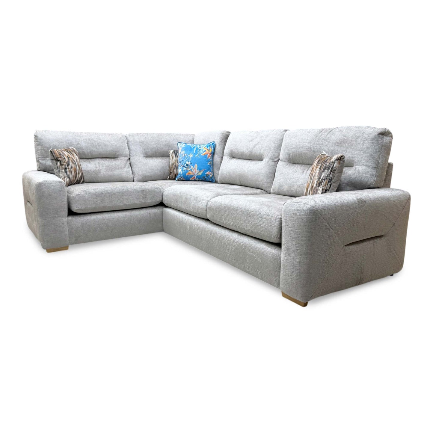 'Melrose' Crush Mink Fabric Left Hand Double Arm Corner Group Sofa