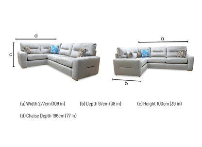'Melrose' Crush Mink Fabric Left Hand Double Arm Corner Group Sofa