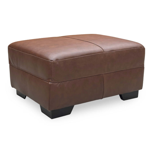 'Hampshire' Brown Italian Leather Footstool