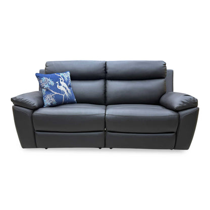 'Edison' Black Faux Leather 3 Seater Manual Recliner Sofa