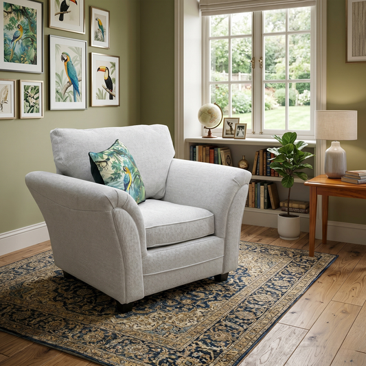 'Dury' Natural Chunky Weave Fabric Armchair