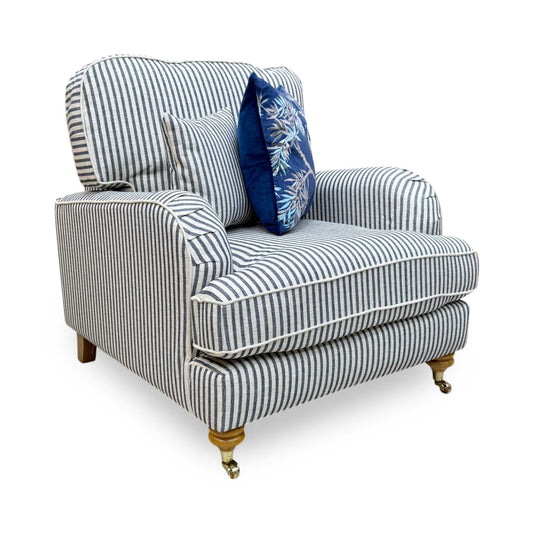 'Bay' Navy Stripe Fabric Armchair
