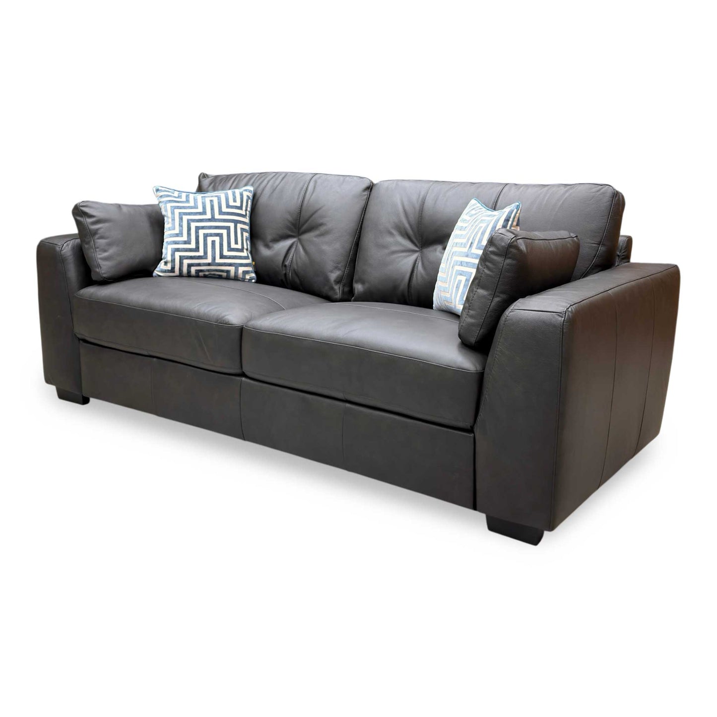 ‘Arden’ Black Italian Leather 4 Seater Sofa