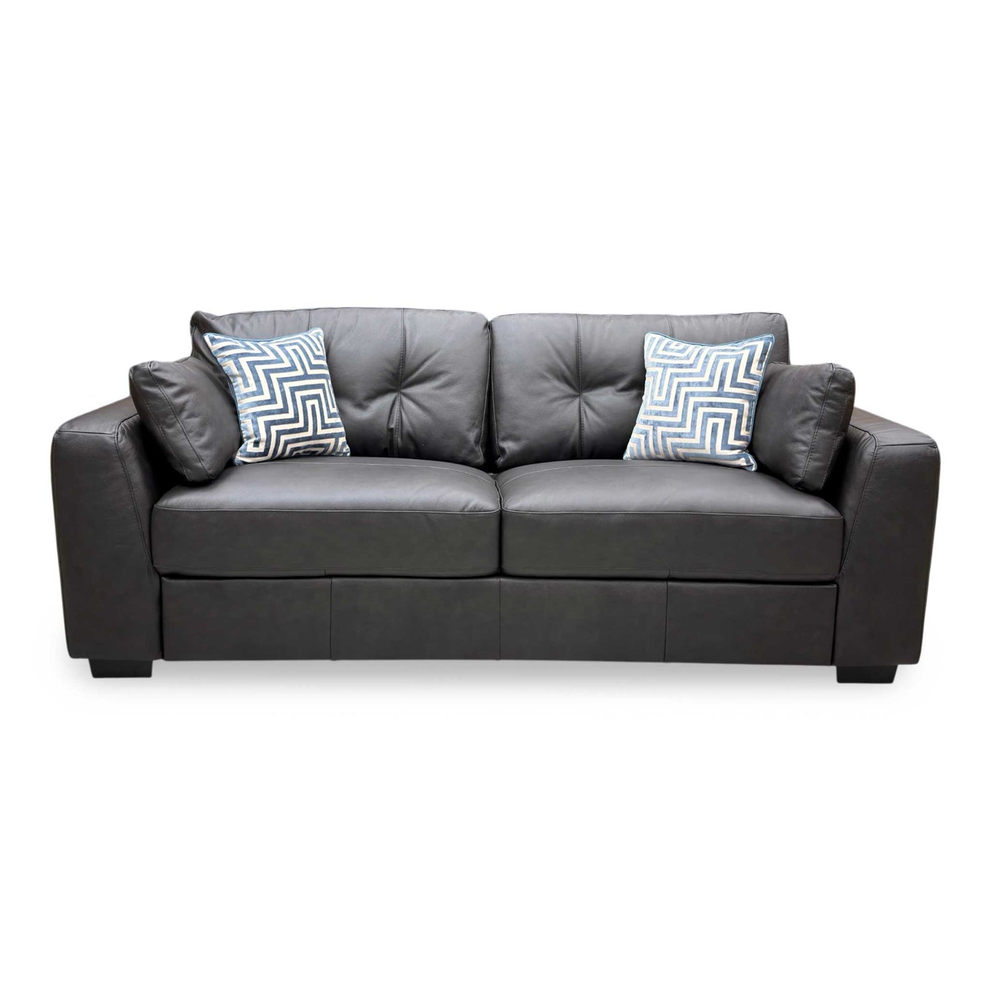 ‘Arden’ Black Italian Leather 4 Seater Sofa