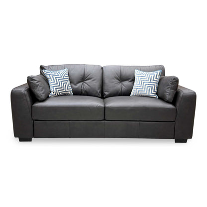 ‘Arden’ Black Italian Leather 4 Seater Sofa