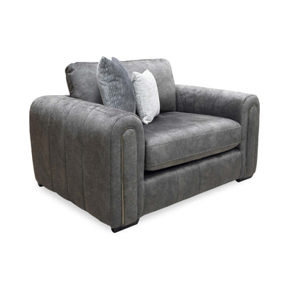 'Amara' Charcoal Velvet Snuggle Chairs - Set of 2