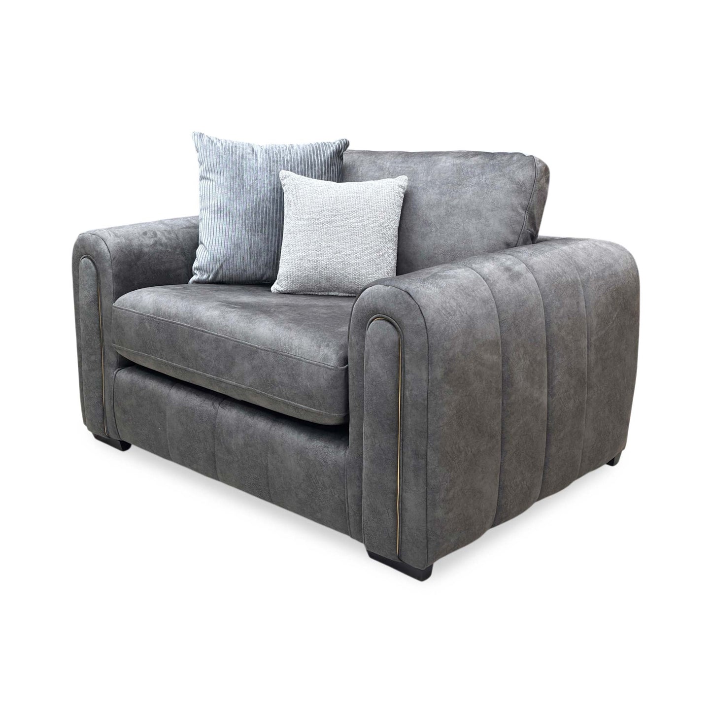 'Amara' Charcoal Velvet Snuggle Chairs - Set of 2