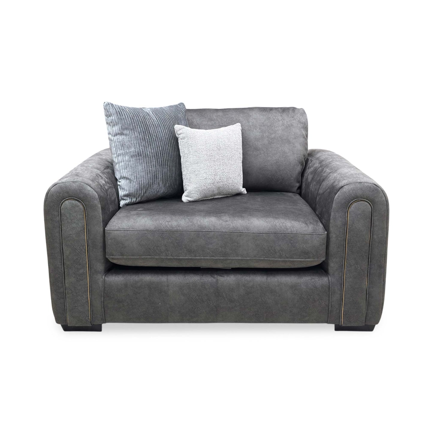 'Amara' Charcoal Velvet Snuggle Chairs - Set of 2
