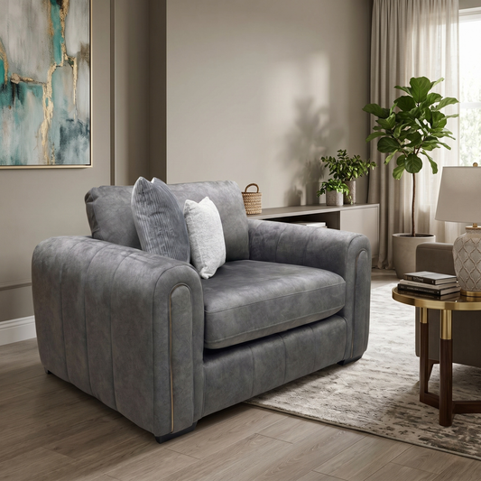 'Amara' Charcoal Velvet Snuggle Chair