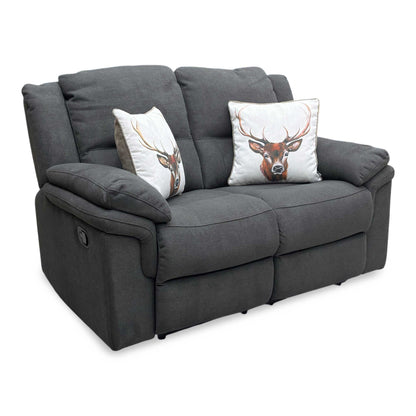 'Albion' Charcoal Fabric 2 Seater Manual Recliner Sofa