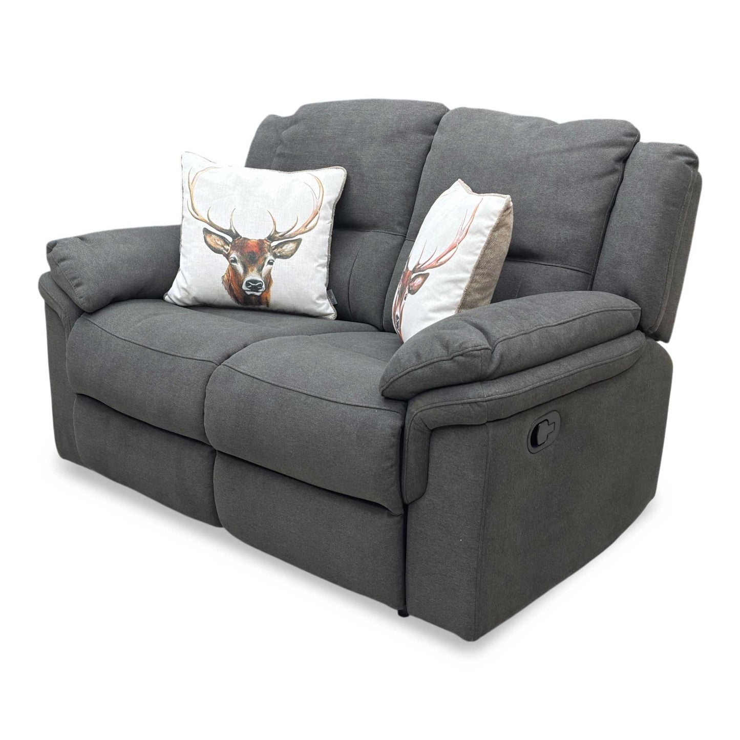 'Albion' Charcoal Fabric 2 Seater Manual Recliner Sofa