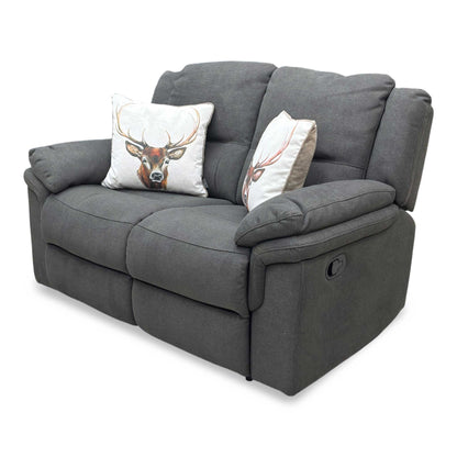 'Albion' Charcoal Fabric 2 Seater Manual Recliner Sofa