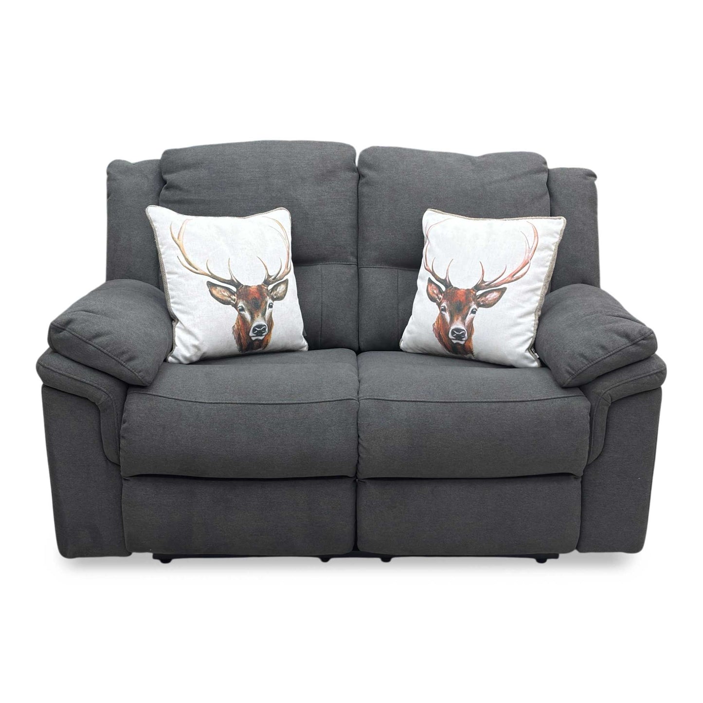 'Albion' Charcoal Fabric 2 Seater Manual Recliner Sofa