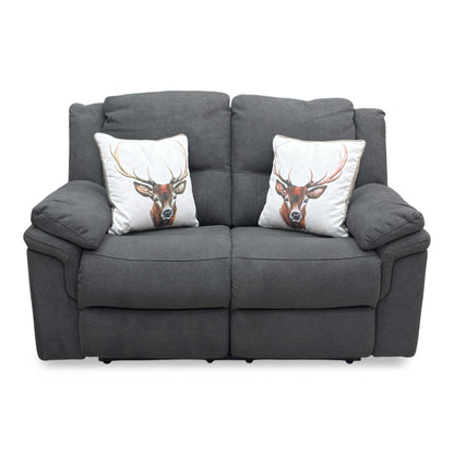 'Albion' Charcoal Fabric 2 Seater Manual Recliner Sofa