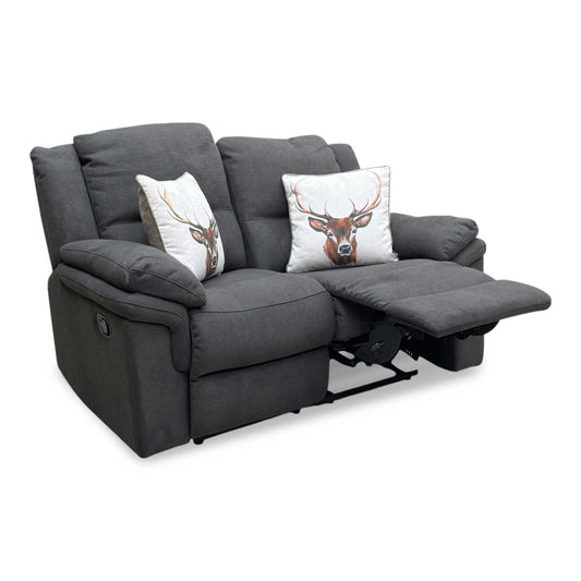 'Albion' Charcoal Fabric 2 Seater Manual Recliner Sofa