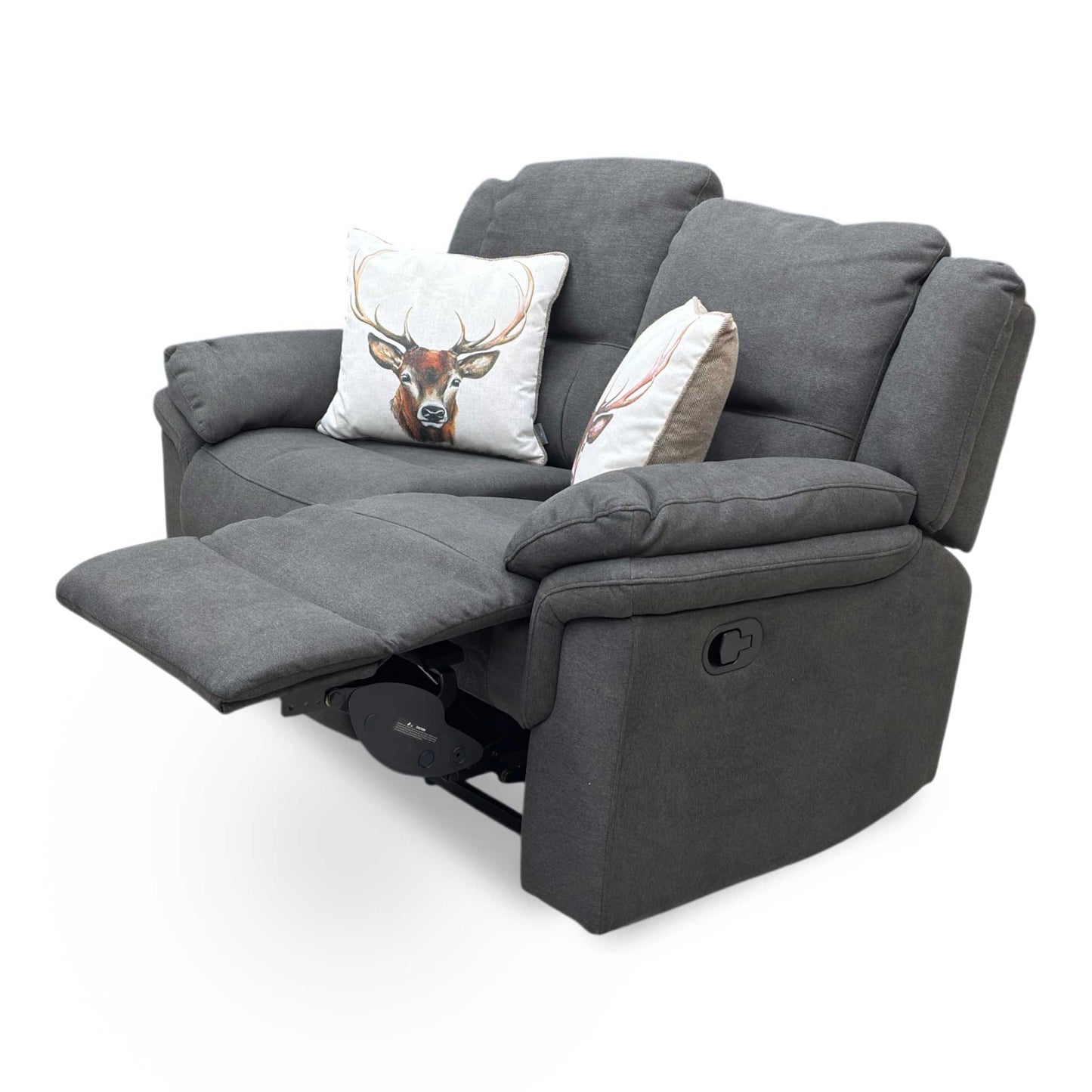 'Albion' Charcoal Fabric 2 Seater Manual Recliner Sofa