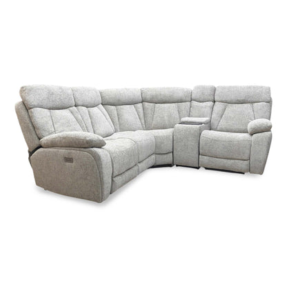 ‘Venice’ Biscuit Fabric Power Recliner Corner Sofa with Smart Tech Console Unit - product photo 4