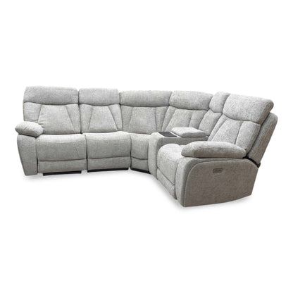‘Venice’ Biscuit Fabric Power Recliner Corner Sofa with Smart Tech Console Unit - product photo 5