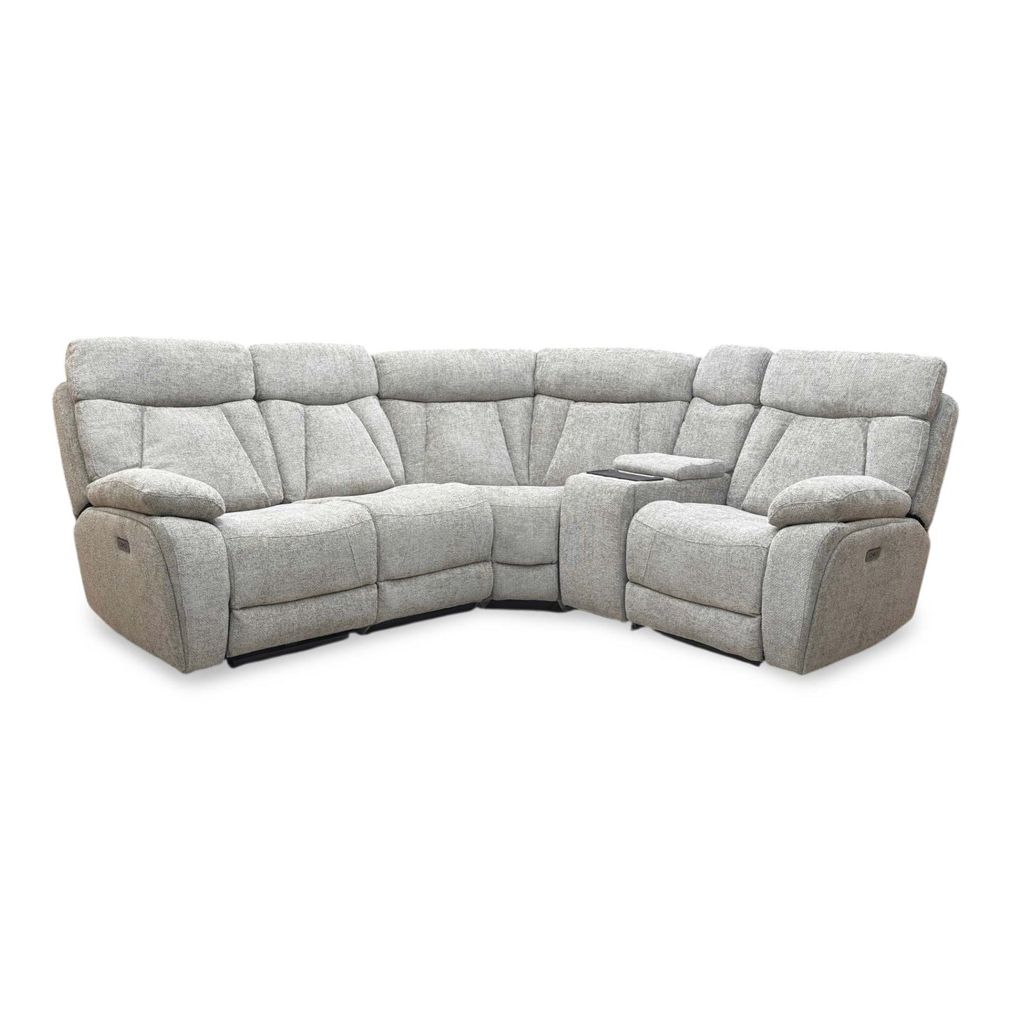 ‘Venice’ Biscuit Fabric Power Recliner Corner Sofa with Smart Tech Console Unit - product photo 6