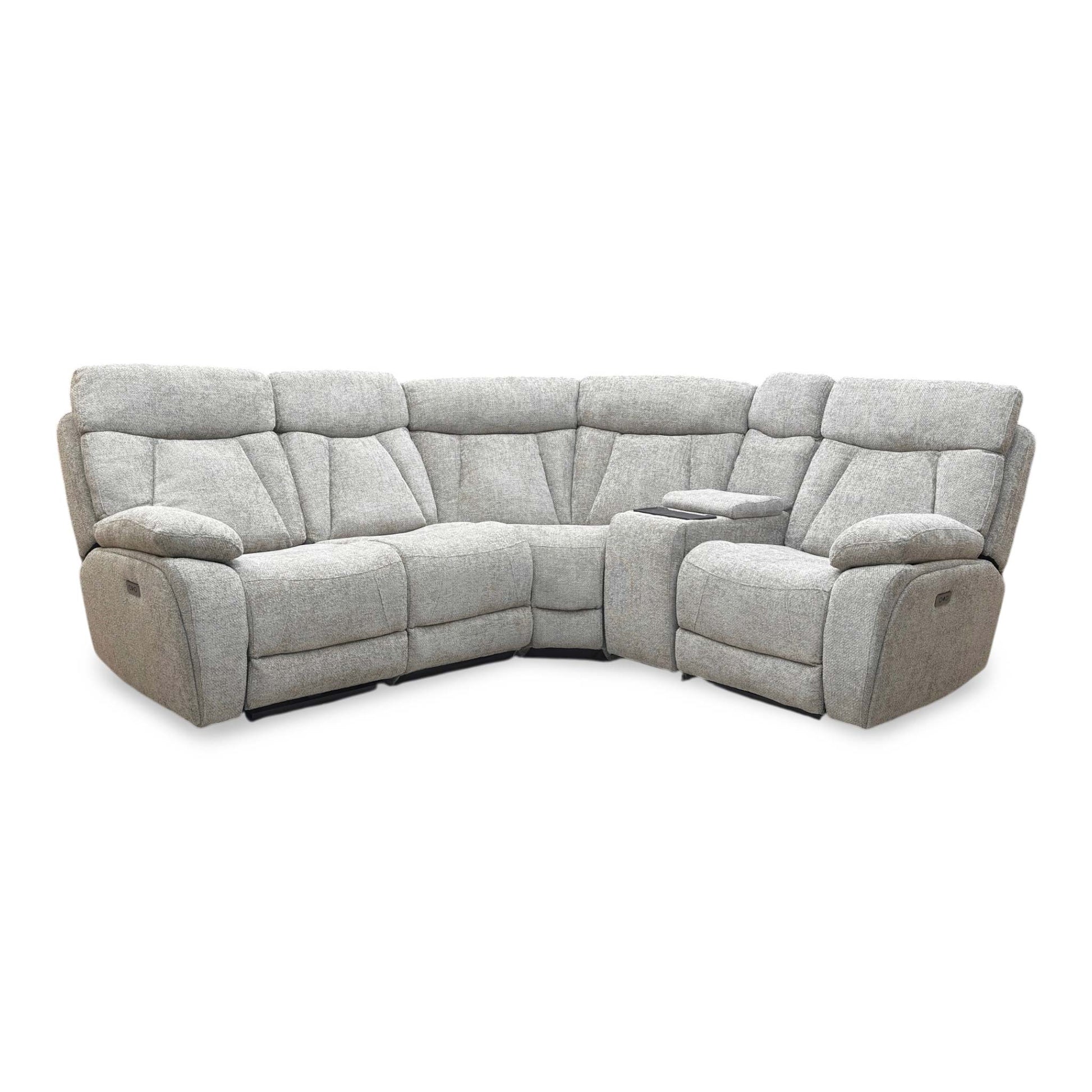‘Venice’ Biscuit Fabric Power Recliner Corner Sofa with Smart Tech Console Unit - product photo 6