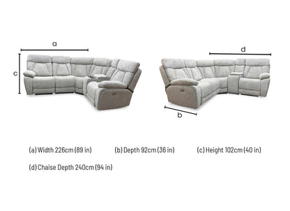 ‘Venice’ Biscuit Fabric Power Recliner Corner Sofa with Smart Tech Console Unit - product photo 11