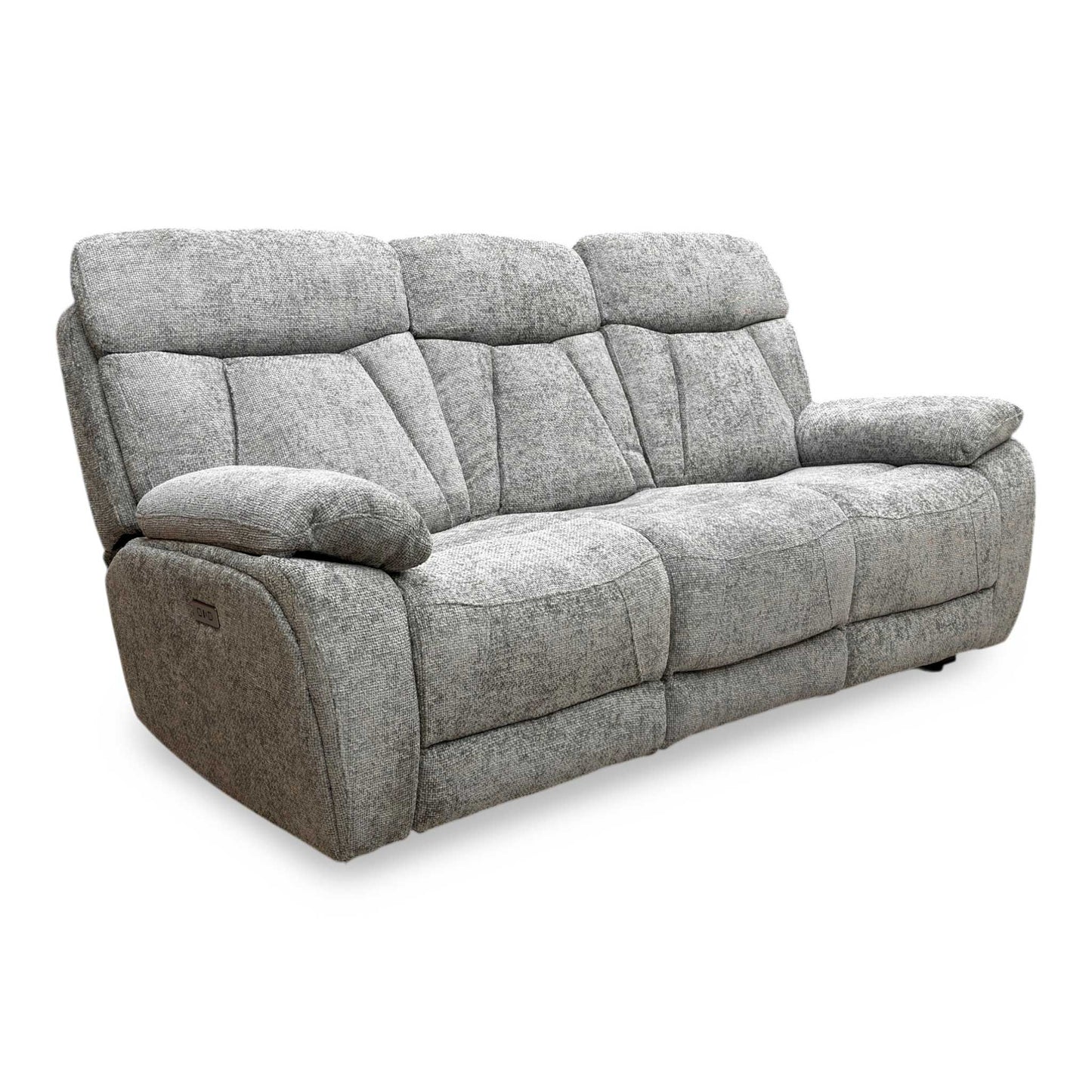‘Venice’ Nickel Grey Fabric Power Recliner 3 Seater Sofa