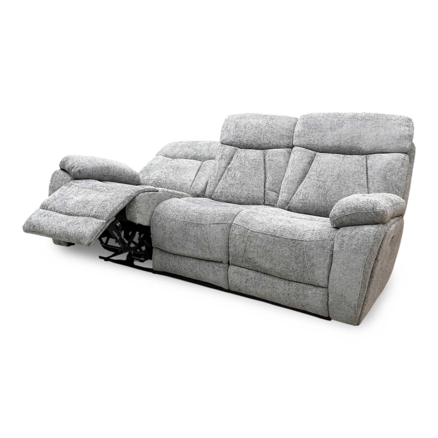 ‘Venice’ Nickel Grey Fabric Power Recliner 3 Seater Sofa