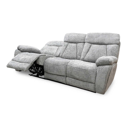 ‘Venice’ Nickel Grey Fabric Power Recliner 3 Seater Sofa