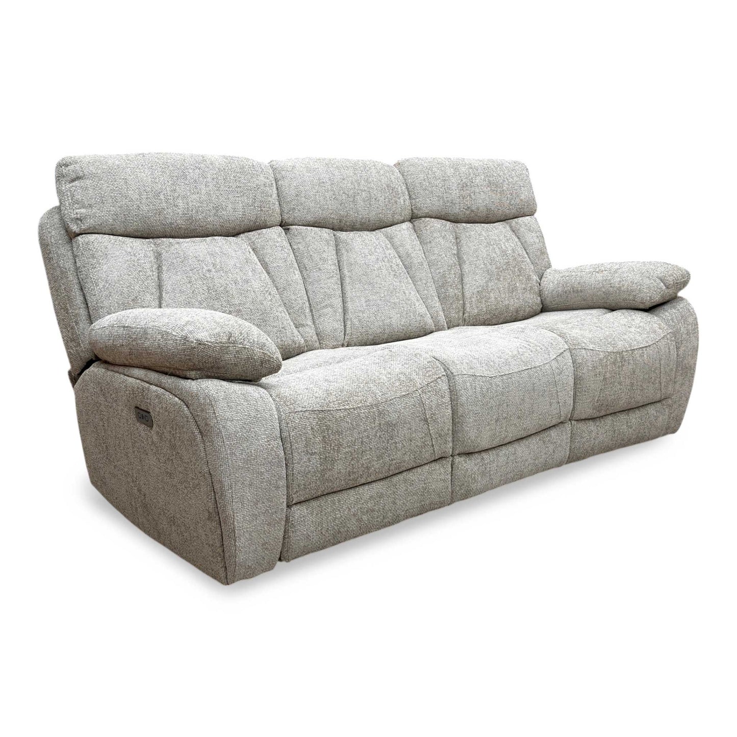 ‘Venice’ Biscuit Fabric Power Recliner 3 Seater Sofa
