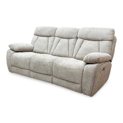‘Venice’ Biscuit Fabric Power Recliner 3 Seater Sofa