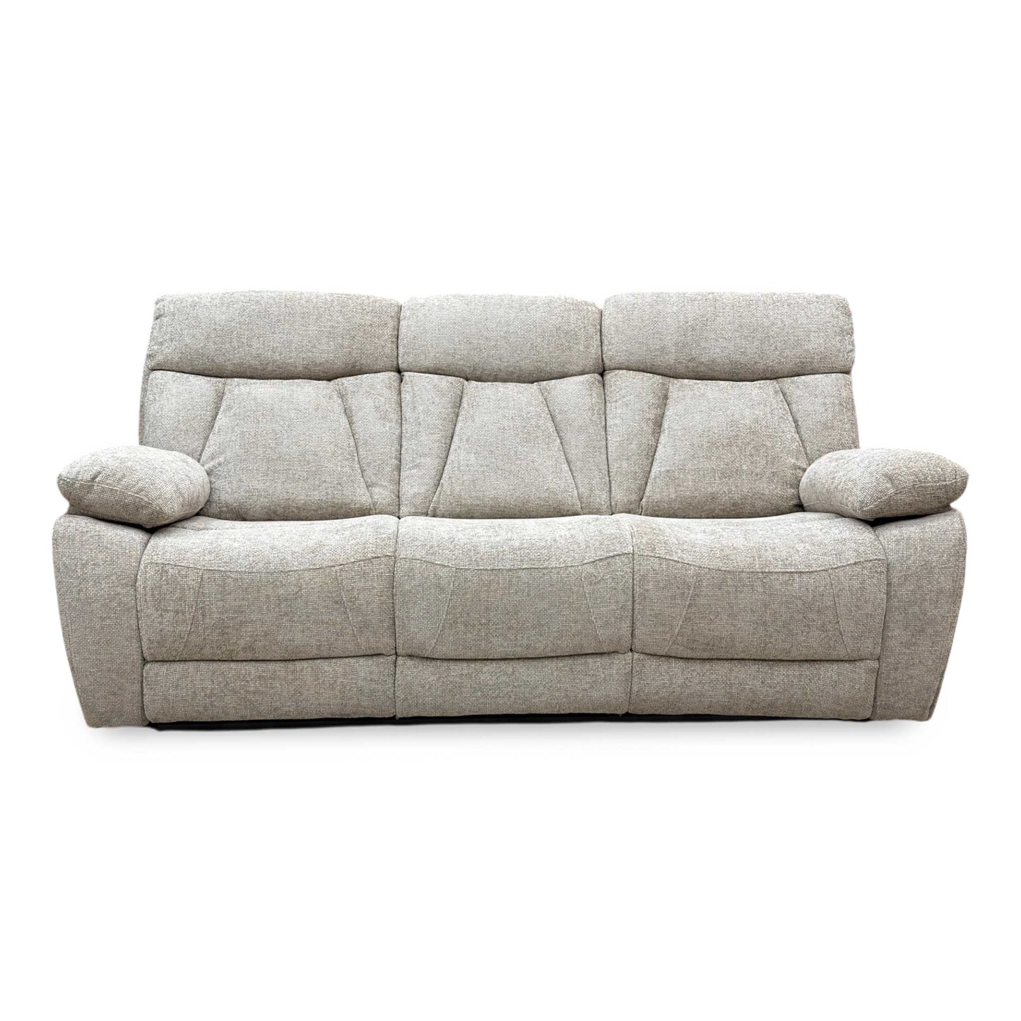 ‘Venice’ Biscuit Fabric Power Recliner 3 Seater Sofa