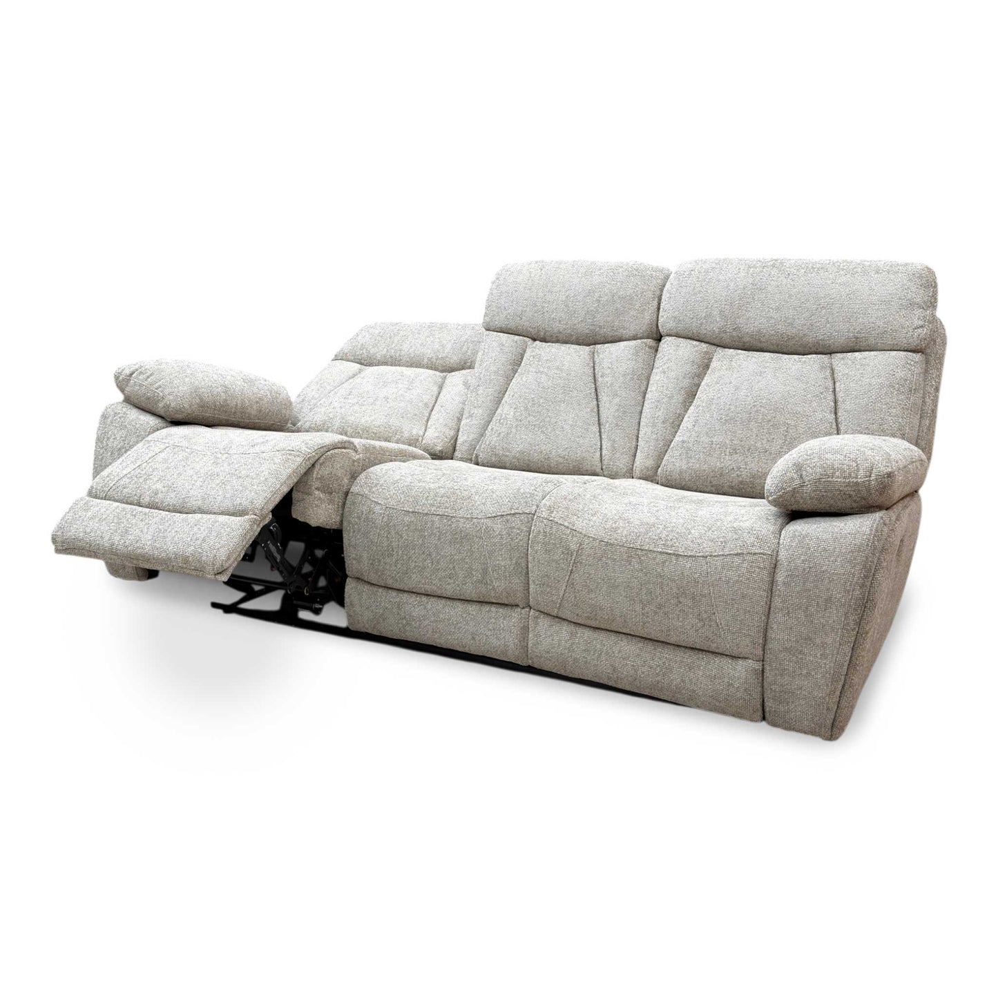 ‘Venice’ Biscuit Fabric Power Recliner 3 Seater Sofa