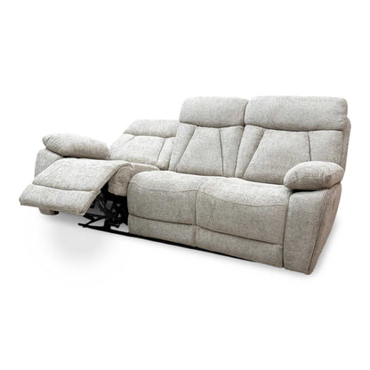 ‘Venice’ Biscuit Fabric Power Recliner 3 Seater Sofa