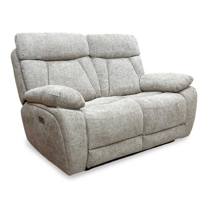 ‘Venice’ Biscuit Fabric Power Recliner 2 Seater Sofa
