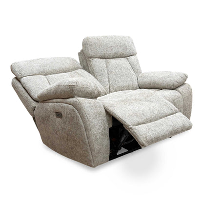 ‘Venice’ Biscuit Fabric Power Recliner 2 Seater Sofa