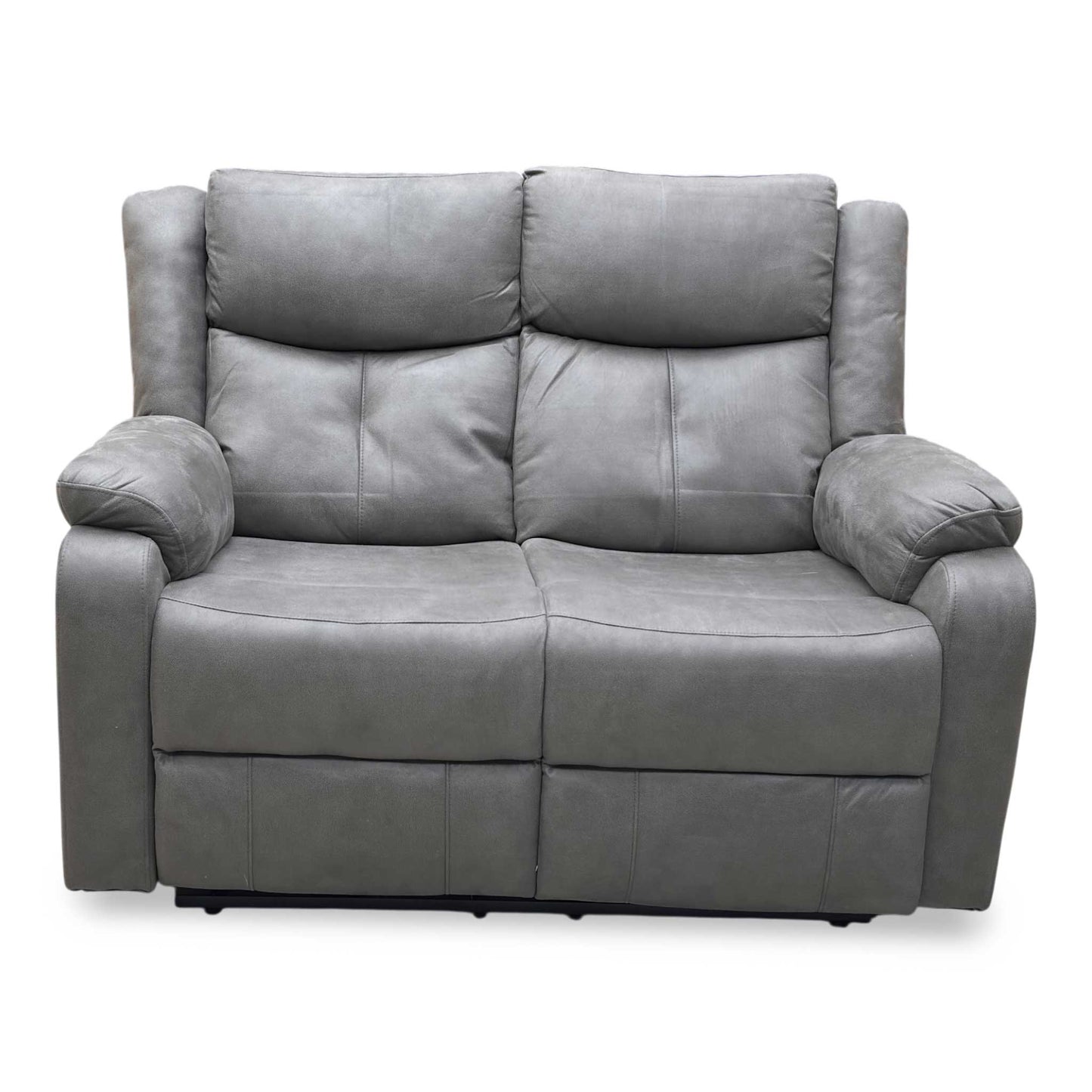 'Roma' Steel Suede Fabric Power Recliner 2 Seater Sofa