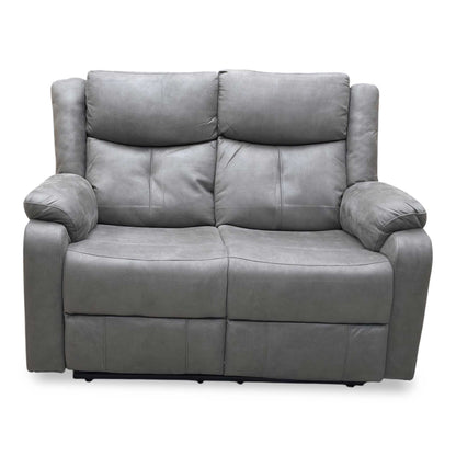 'Roma' Steel Suede Fabric Power Recliner 2 Seater Sofa